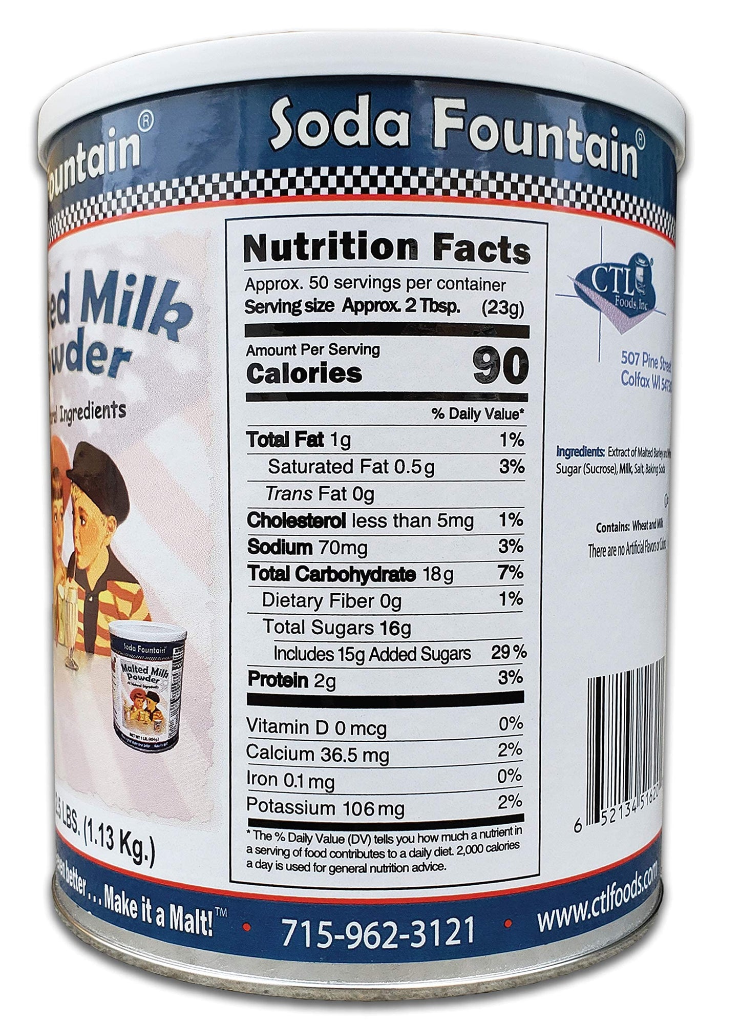 Soda Fountain Malted Milk Powder - 2.5 Lb, Beige, Model 51620 - Ideal for Ice Cream and Baking