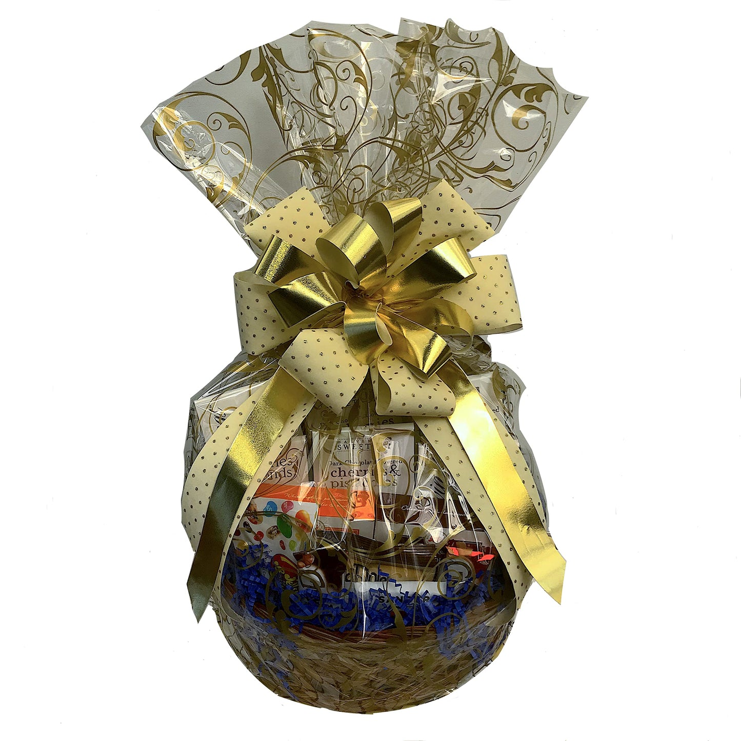 Gifts of Gourmet Hand-Crafted 22 Piece Chocolate Gift Basket - Gourmet Treats for Businesses & Celebrations - Standard Size - Gold Swirl