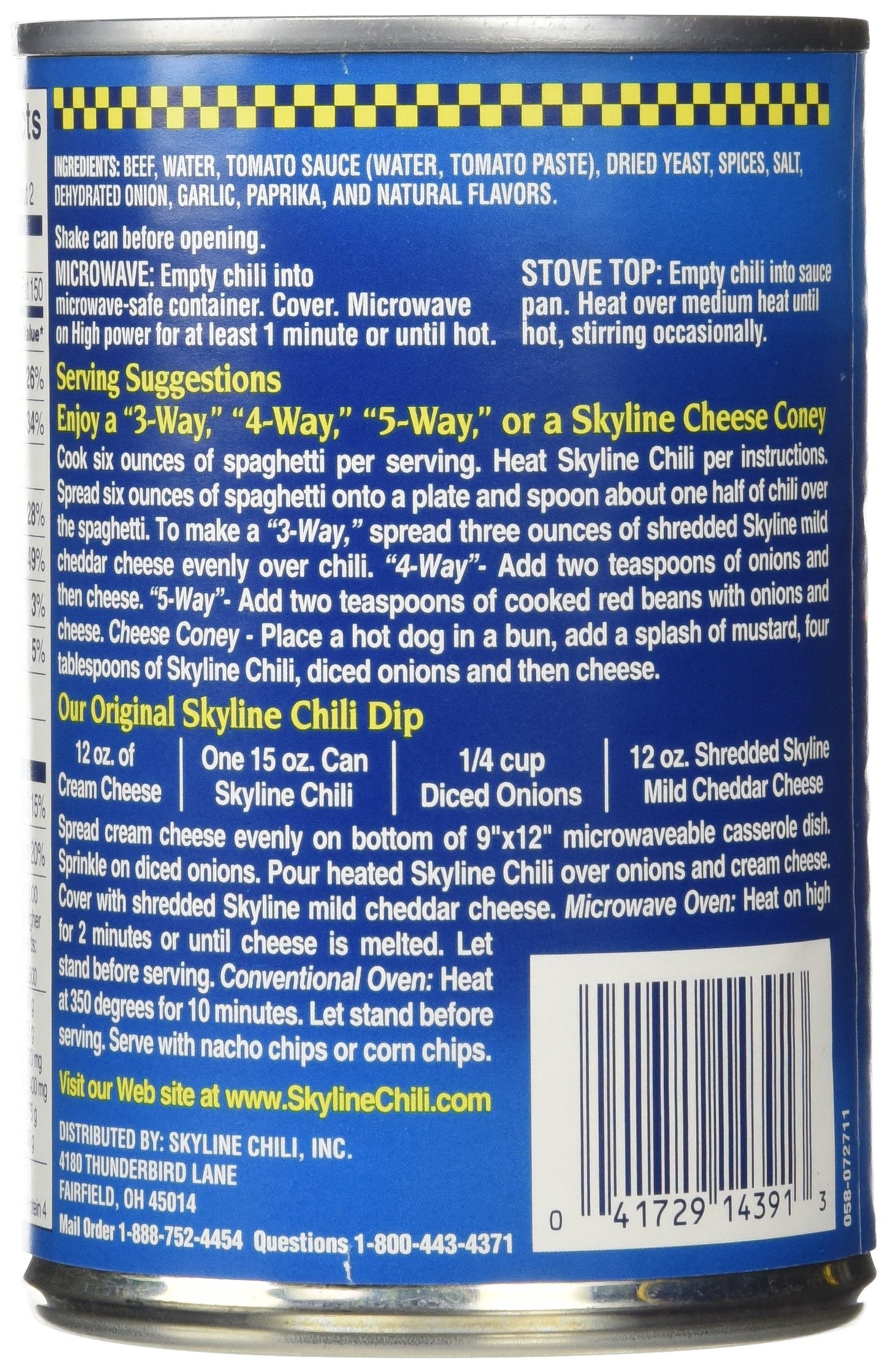 Skyline Chili, 15 oz Cans (6-Pack) - Authentic Cincinnati-Style Ground Beef, No Beans, High-Protein Hot Dog Sauce, Ready to Heat