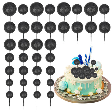 30Pcs Mini Balloon Cake Topper Glitter Foam Ball Cake Picks Decorations Faux Pearl Balls Diy Cake Insert Topper Baking Decoratio