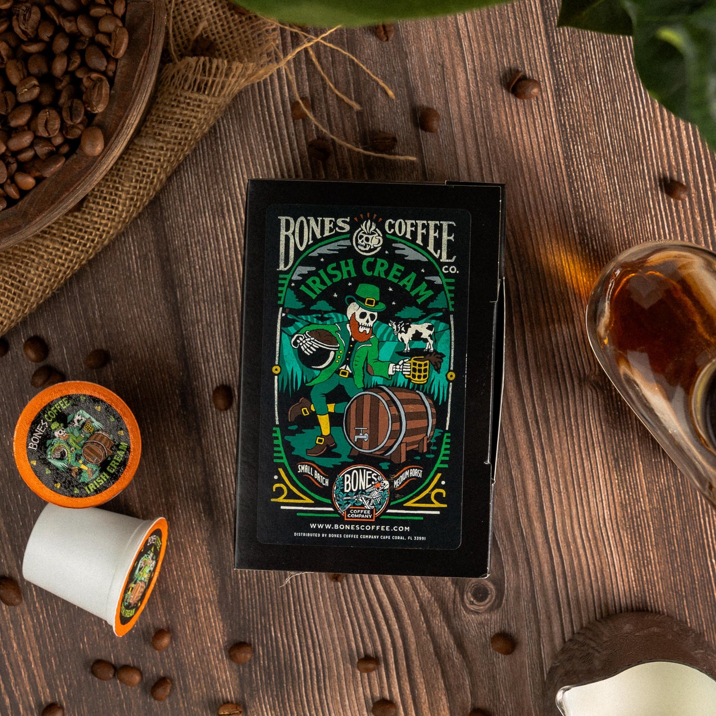 Bones Coffee Company Flavored Coffee Bones Cups Irish Cream Flavored Pods | 12Ct Single-Serve Coffee Pods Compatible With Keurig