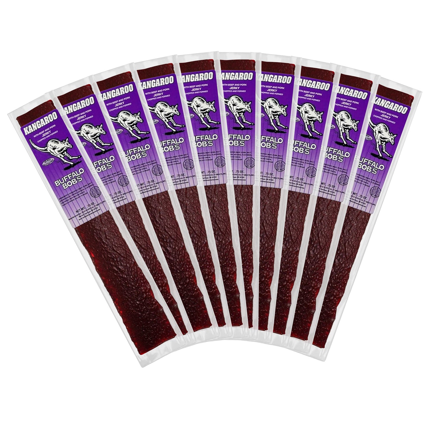 Buffalo Bob's Wild Game Meat Snack - Kangaroo with Beef and Pork Jerky 10 Pack