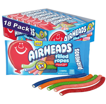 Airheads Soft Filled Ropes, Soft And Chewy Candy Ropes, Original Fruit Flavors, Concessions Movie Theater Parties, 2Oz Packs, Bo