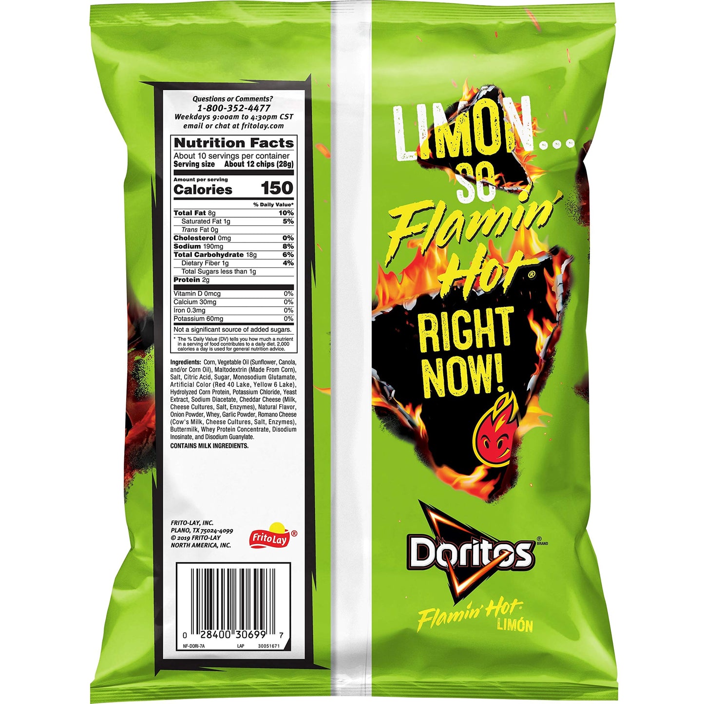 Doritos Flamin' Hot Limon Flavored Tortilla Chips, 9.75 Oz