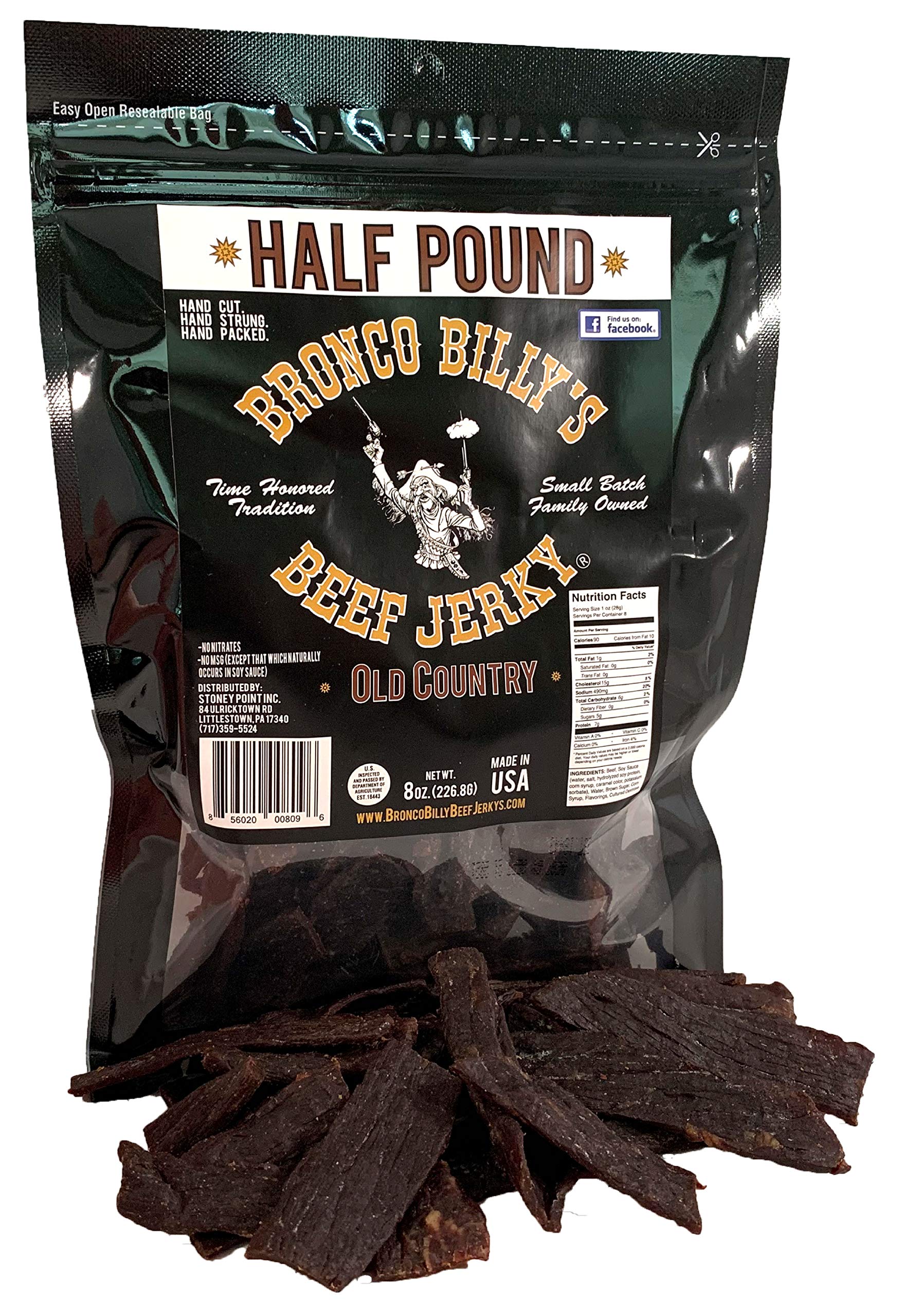 Bronco Billys Beef Jerky Old Country 8 oz Resealable Bag