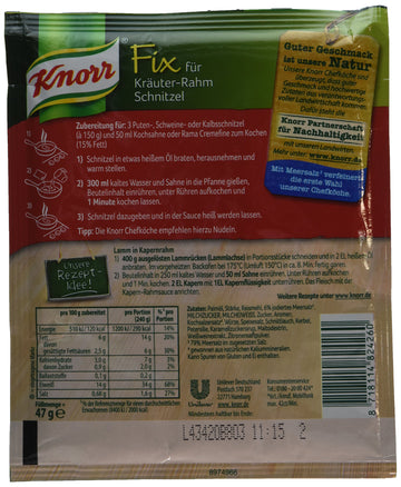 3-Pack Knorr Krauter- Rahm Schnitzel Fix (3X2 Oz) Schnitzel Fix