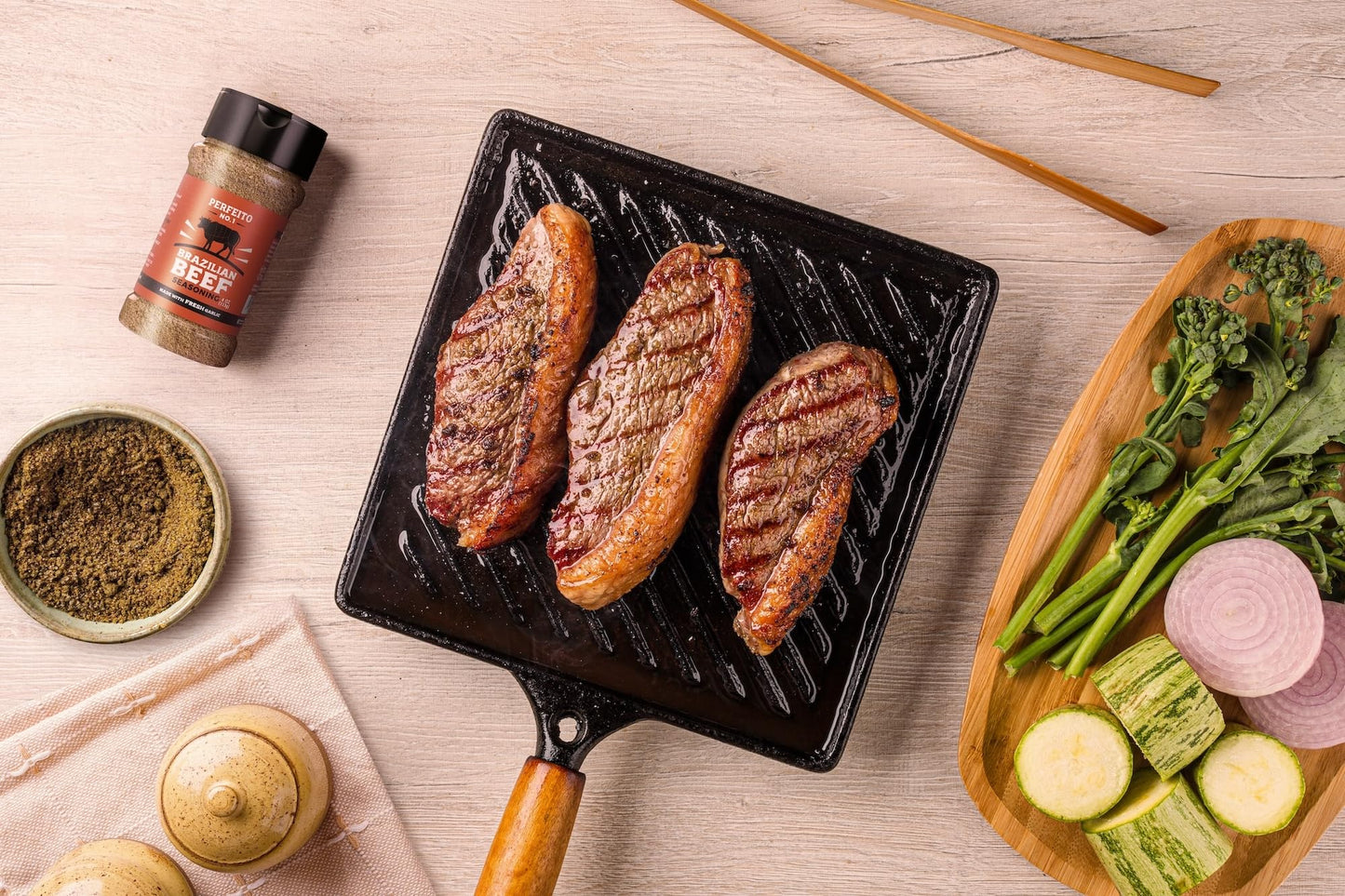 Perfeito No.1 Authentic Brazilian Natural Beef Seasoning - Fresh Garlic, Gluten-Free, Sugar Free, No Preservatives, Premium, Ric