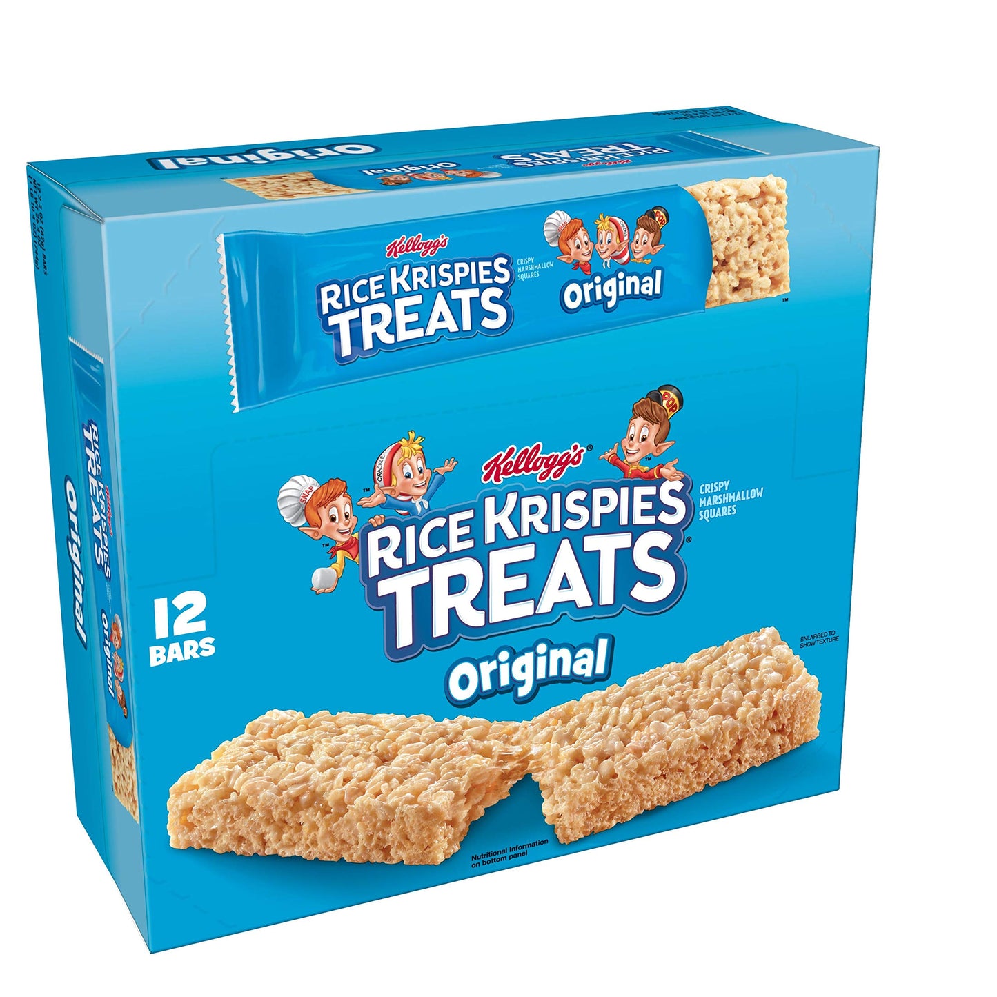 Kelloggs Rice Krispies Treats, Crispy Marshmallow Squares, Original, Bulk Size, 72 Count (Pack of 6, 26.4 oz Trays)
