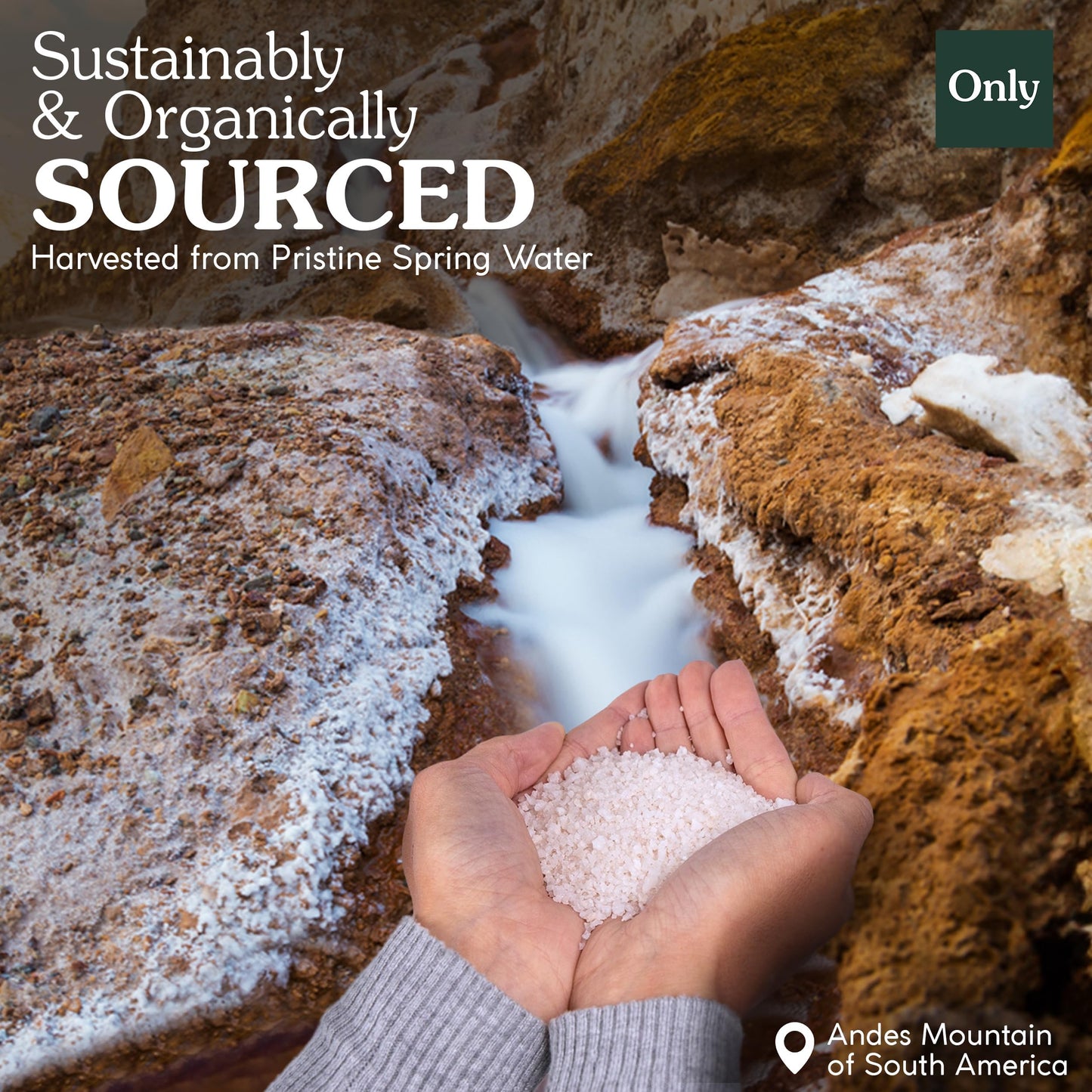 Only Ancient Spring Salt From Andes Mountains, Coarse Grain Rock & Sea Salt Hybrid With High Mineral Content, Kosher Salt For Co