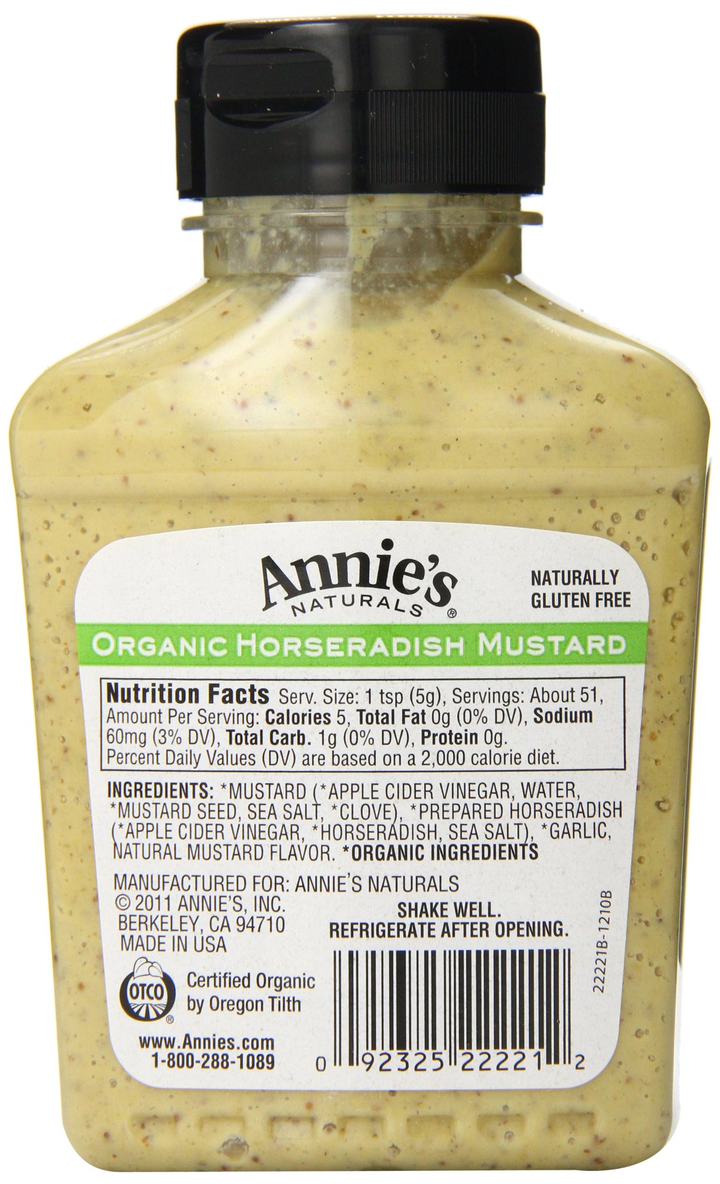 Annie'S Naturals Organic Mustard, Horseradish, 9 Ounce (Pack Of 12)