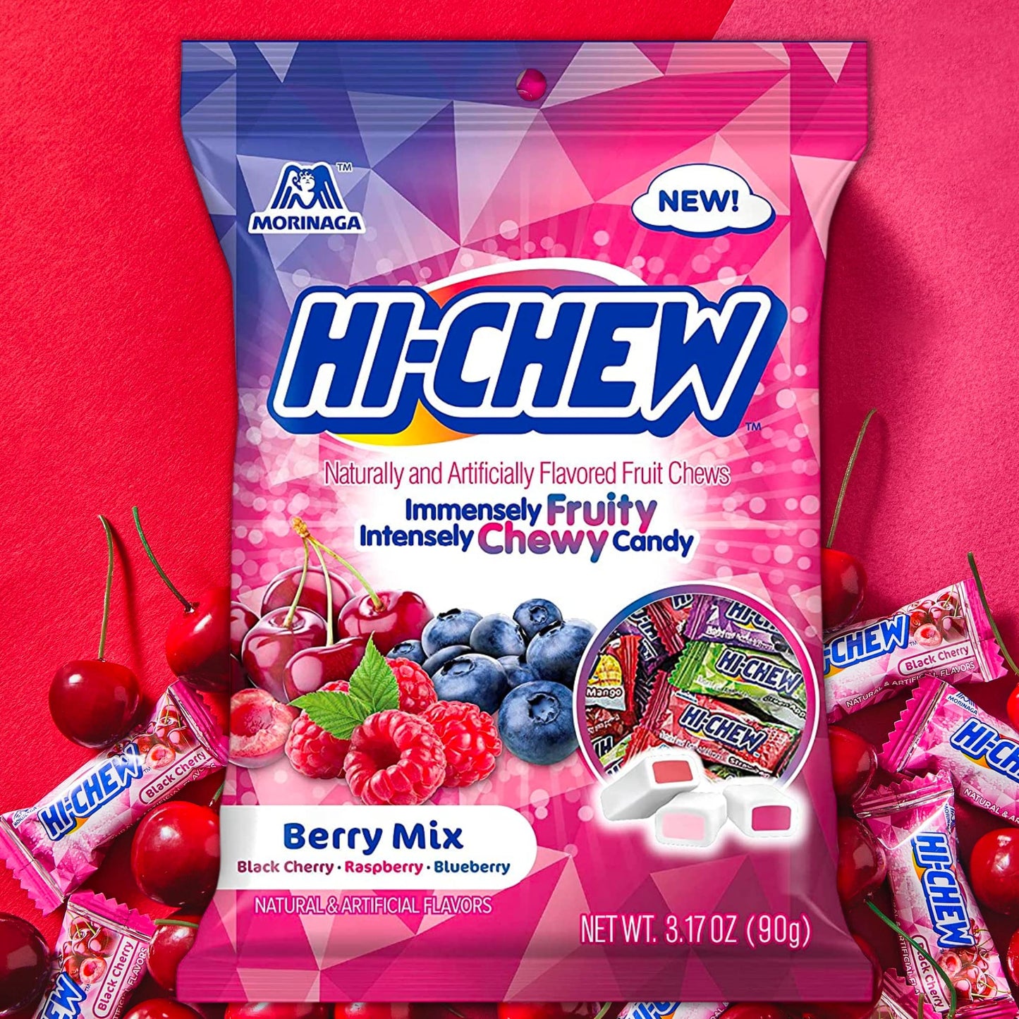 Sweetzo - Berry Mix Candy Chews Individually Wrapped Fruity Flavored Soft Candies, Sharable Bite Size Treats, On The Go Bags, Pa