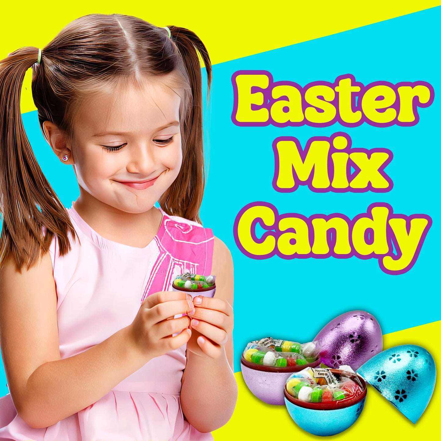 Easter Candy With Fillable Metallic Eggs, Bulk 24 Large Metallic Plastic Fillable Easter Eggs In Assorted Colors, With Mix Of In