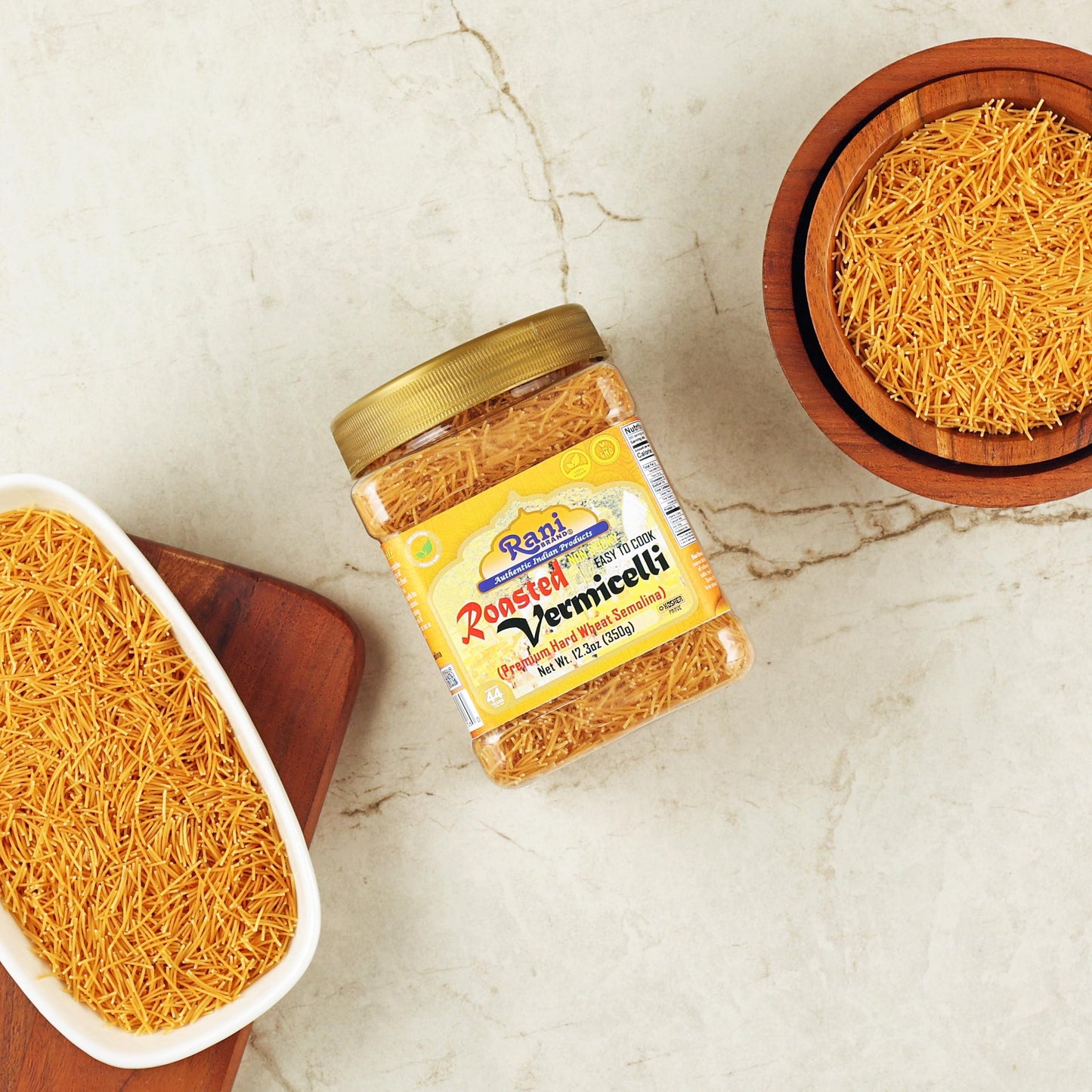 Rani Roasted Vermicelli (Roasted Wheat Noodles) 12.25Oz (350G) Pet Jar ~ All Natural | Vegan | Non-Gmo | Kosher | Indian Origin