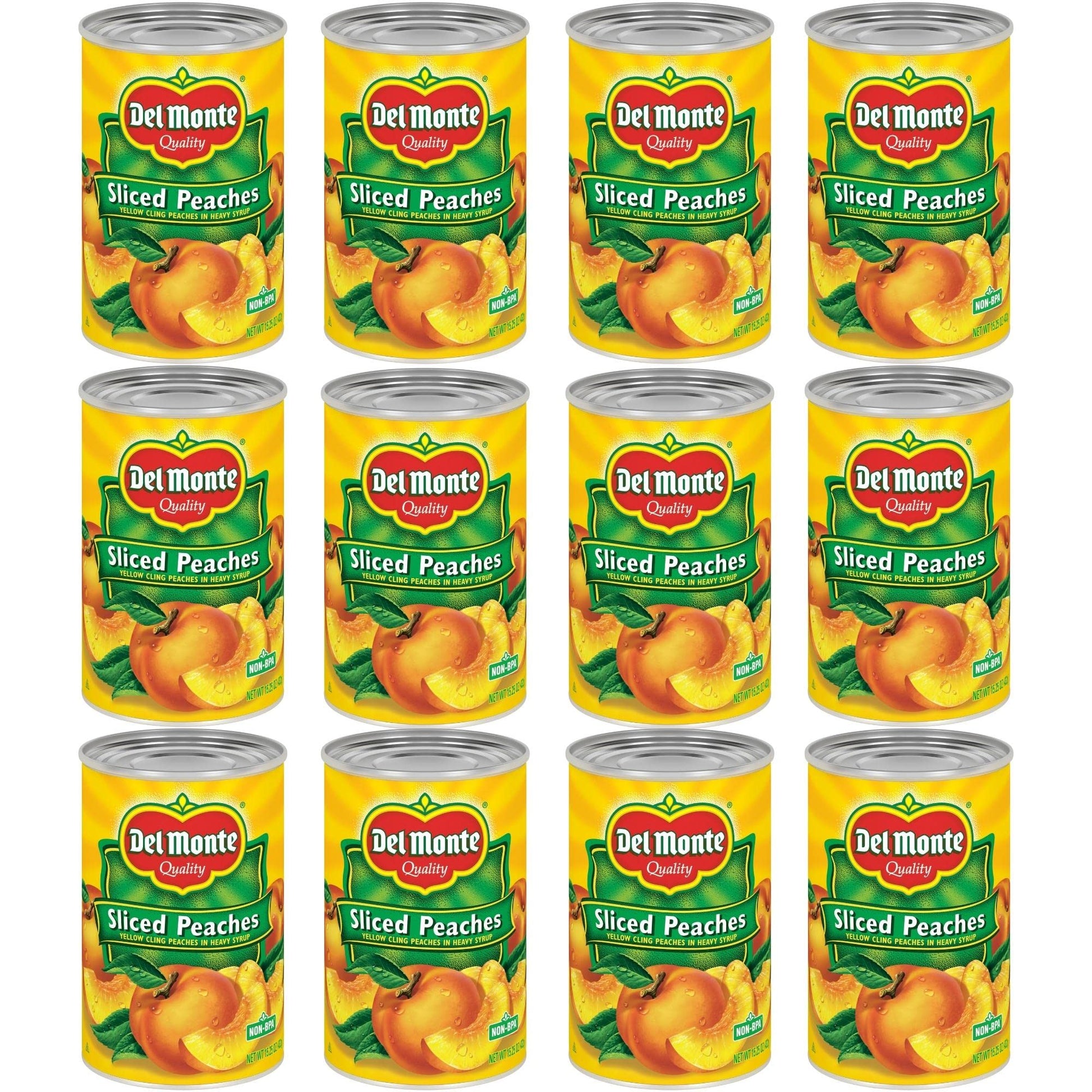 Del Monte Yellow Cling Sliced Canned Peaches In Heavy Syrup, 15.25 Oz Can (Pack Of 12)