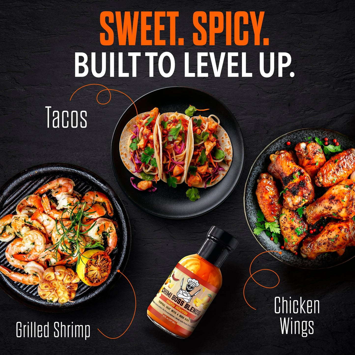 Chimi Boss Mango Habanero Sauce - Sweet-Heat Flavor Explosion for Tacos, Chicken, Pizza & More - 8 fl oz Bottle - Small Batch, U