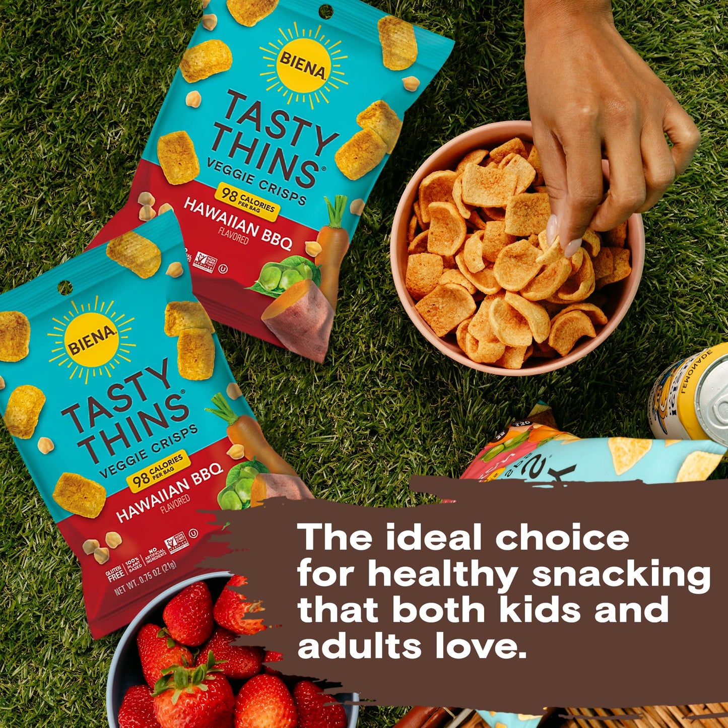 Biena Tasty Thins Veggie Crisps - Hawaiian Bbq, 0.75 Ounce (Pack Of 12) - Chickpeas & Veggies, Vegan, Gluten Free, Dairy-Free, N