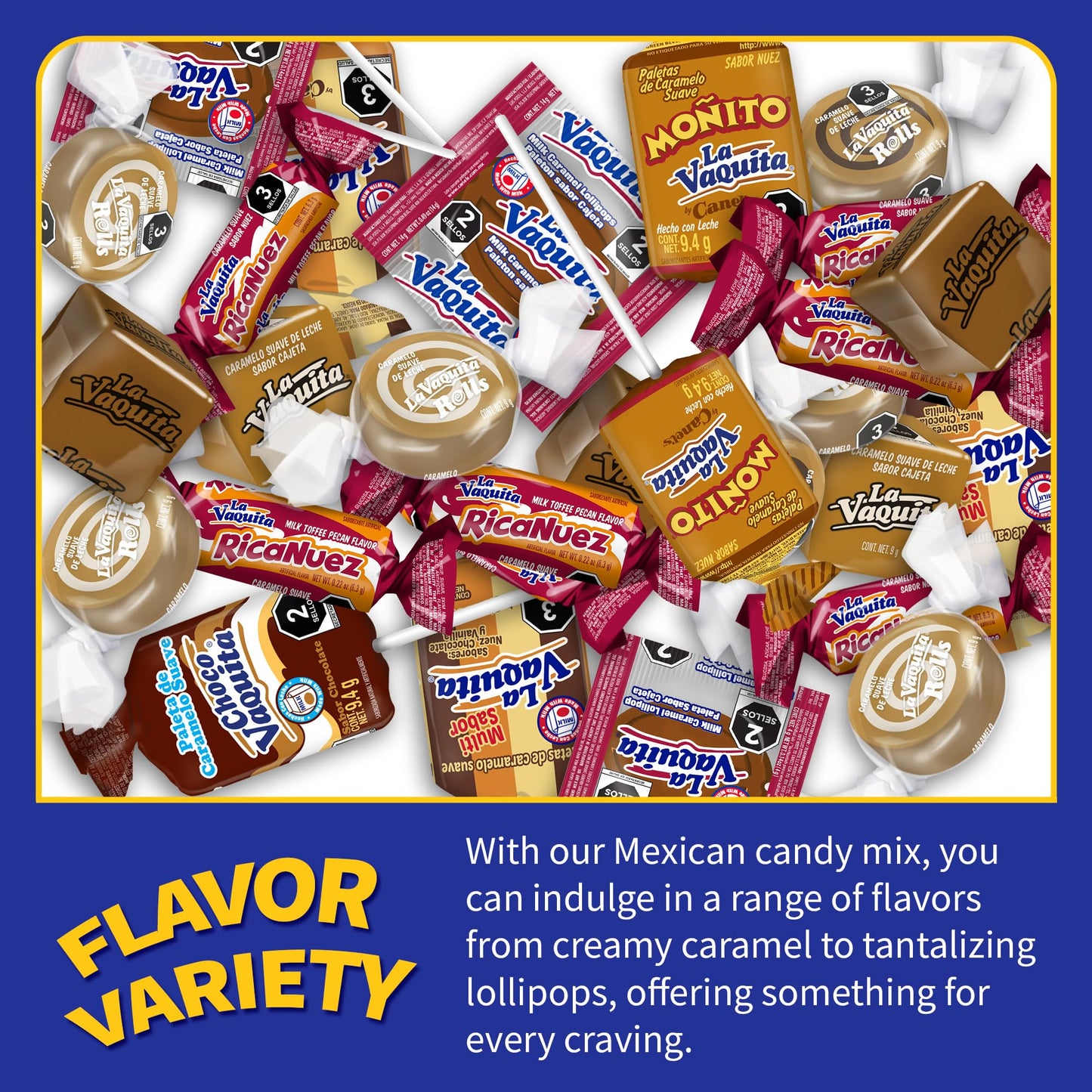 Canels La Vaquita Mix Bag - Assorted Candy Mix of Caramels, Coconut, Chocolate, and Pecan Soft and Hard Candy, 2.0 lb