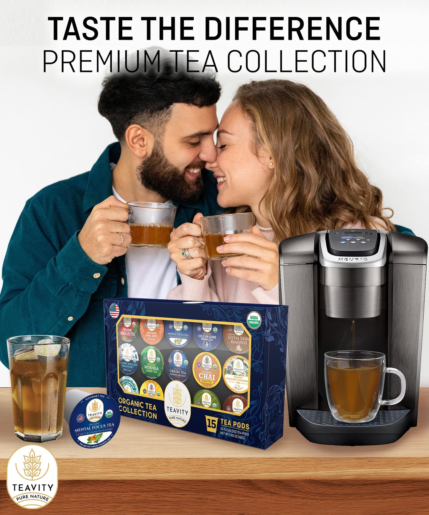 Organic Tea Pods Variety Pack - Assorted Sampler Pack Compatible For Keurig Brewer And Coffee Maker - Earl Grey, English Breakfa