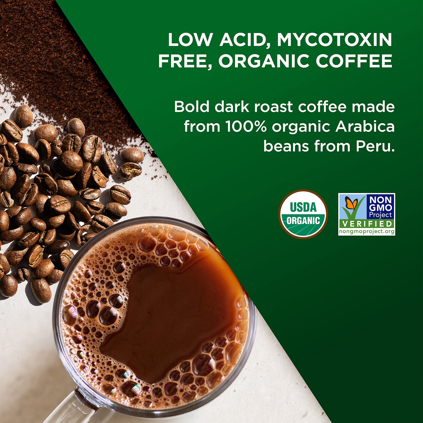 VitaCup Organic Decaf Coffee Pods, Low Acid, Guatemala Single Origin, 64 Count, Compatible with Keurig K-Cup malt-inspired