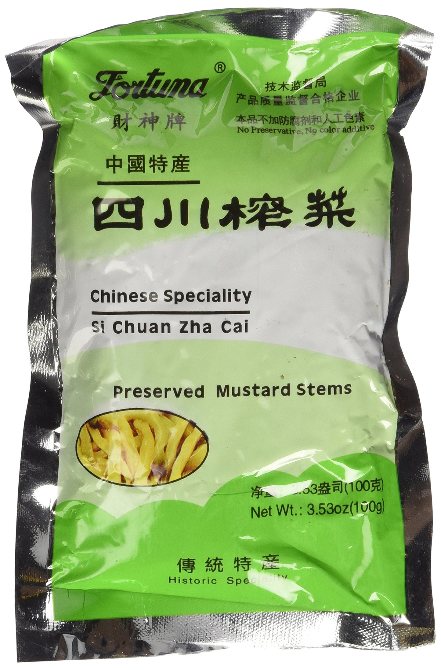 Fortuna Preserved Mustard Strips Si Chuan Zha Cai 3.5oz (3 PACKS)