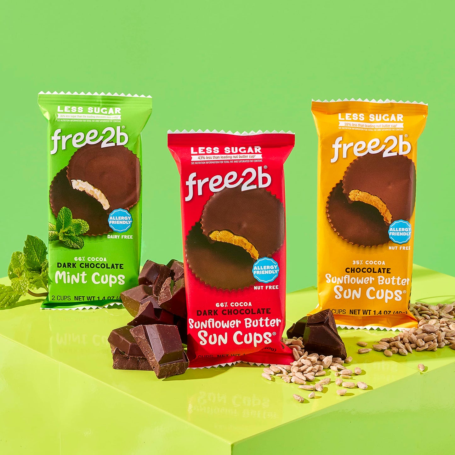Free2B Sunflower Butter Sun Cups, Safe For School And Allergy Friendly - Gluten-Free, Dairy-Free, Nut-Free, And Soy-Free - Chocolate, 2-Cup Packages (Pack Of 12)