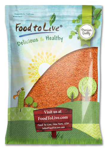 Food to Live Red Split Lentils, 15 Pounds - Masoor Dal, Dried, Vegan, Kosher, Bulk. Easy to Cook. No Soaking Required. Good Sour