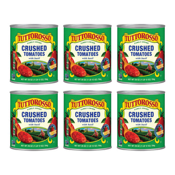 Tuttorosso Crushed Tomatoes With Basil, Gluten Free And Vegetarian Recipe, 28Oz Cans, 6-Pack