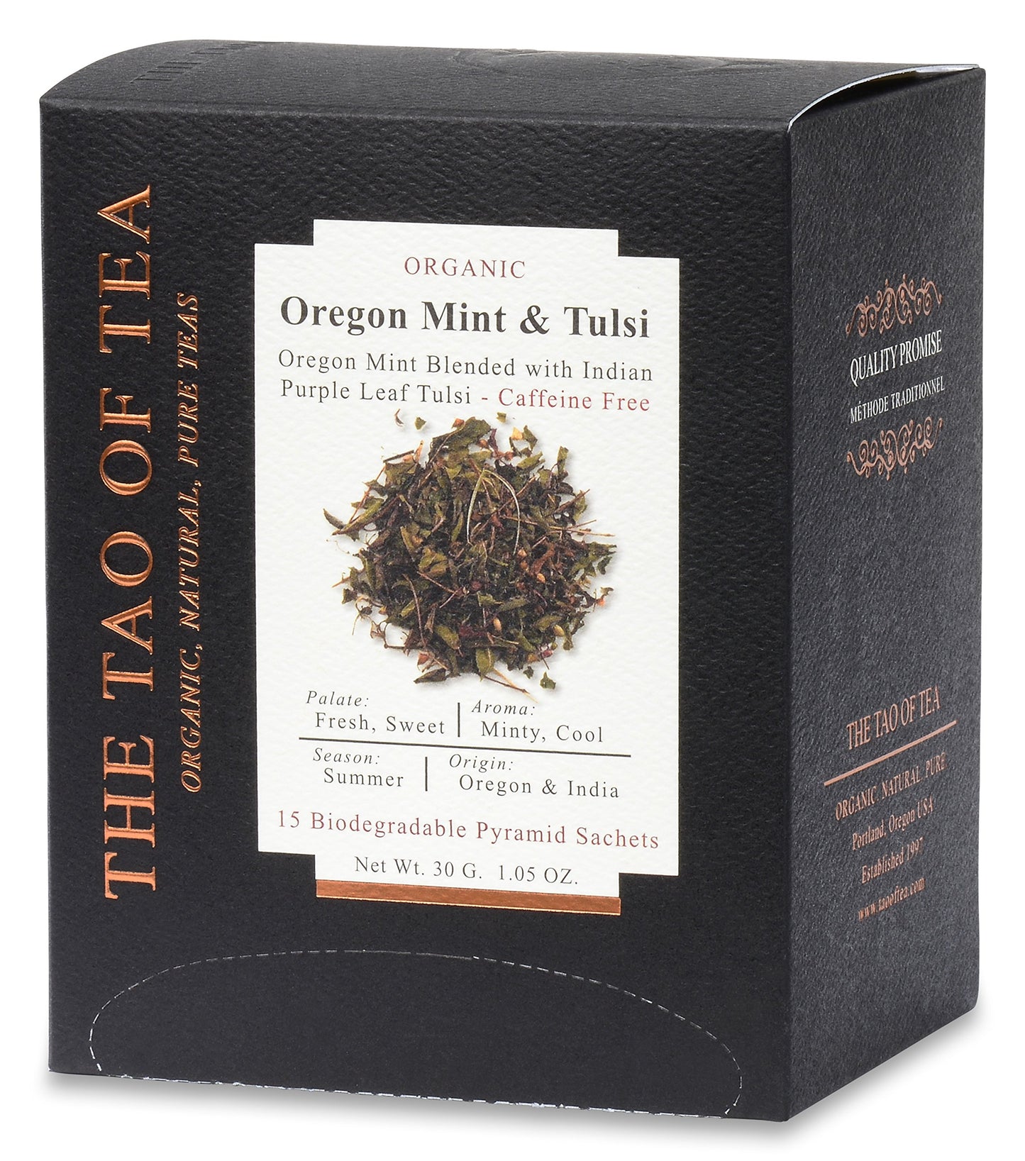 The Tao of Tea Oregon Mint & Tulsi Pyramid Sachets, 15 Count, Model 689951914415
