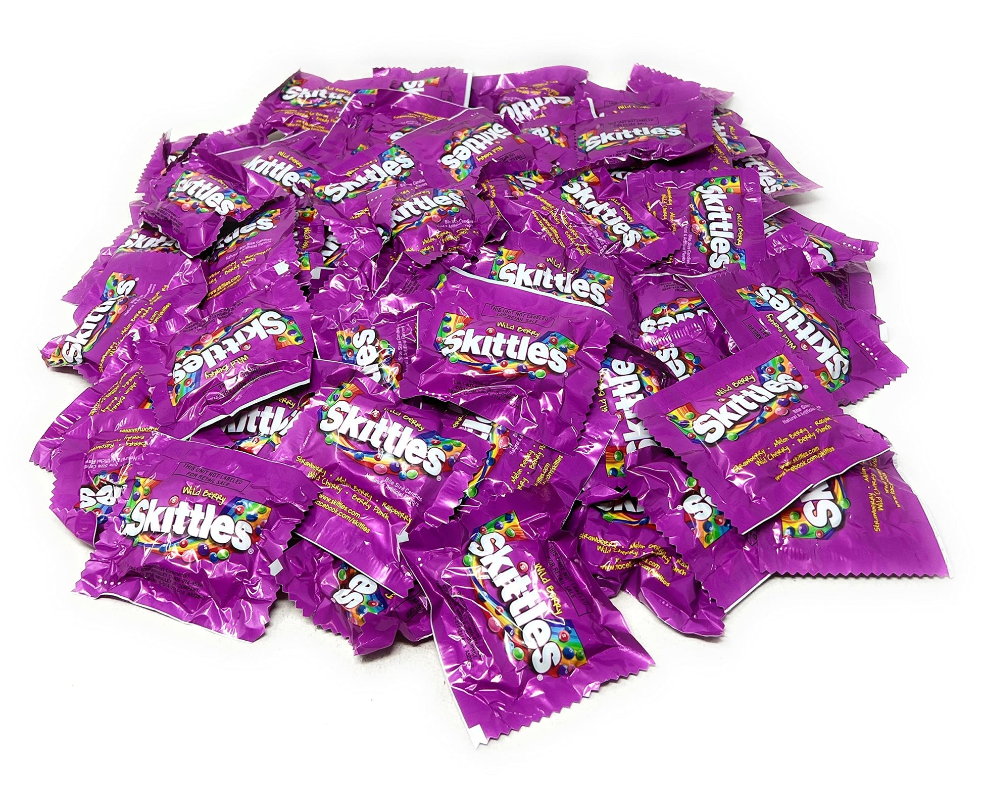 Assortit X Skittles Collab Wild Berry Fun Size Bulk Party Pack, 125+ Individually Wrapped, Bite Size Mini Packs In Bag 5 Lb(80 Oz)