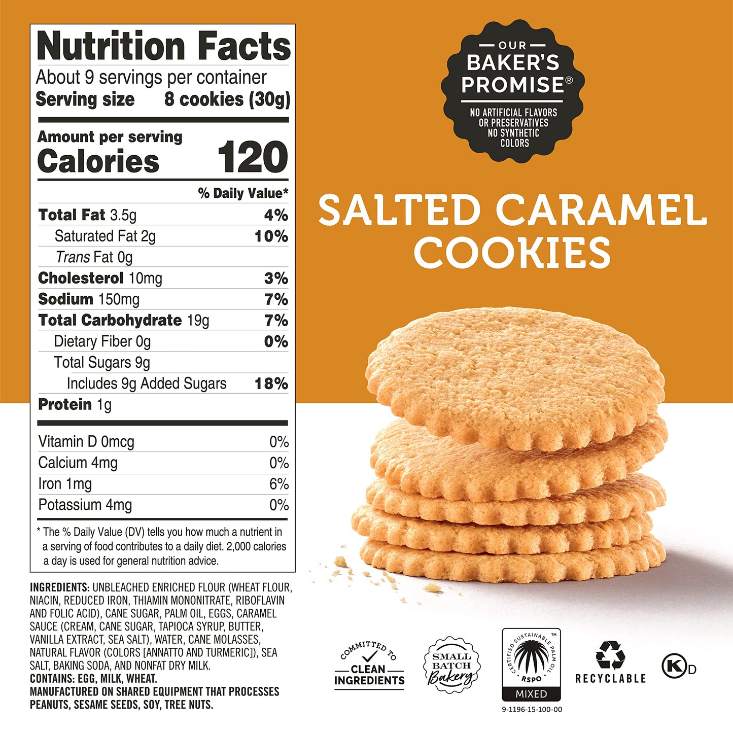 Dewey's Bakery Salted Caramel Cookie Thins | No Artificial Flavors, Synthetic Colors or Preservatives | Baked in Small Batches |