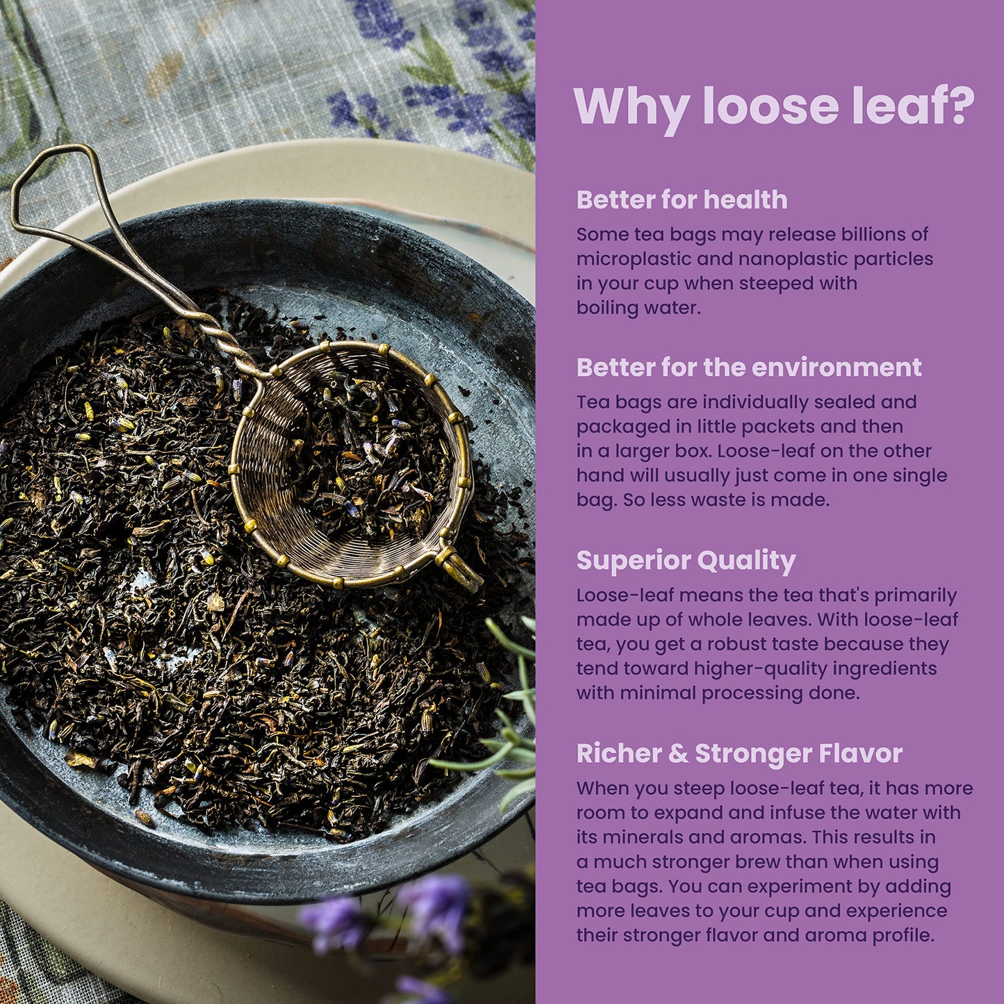 Gardenika Organic Earl Grey Loose Leaf Tea with Lavender and Bergamot Oil, Caffeinated Black Leaves, Kosher, No Natural or Artif