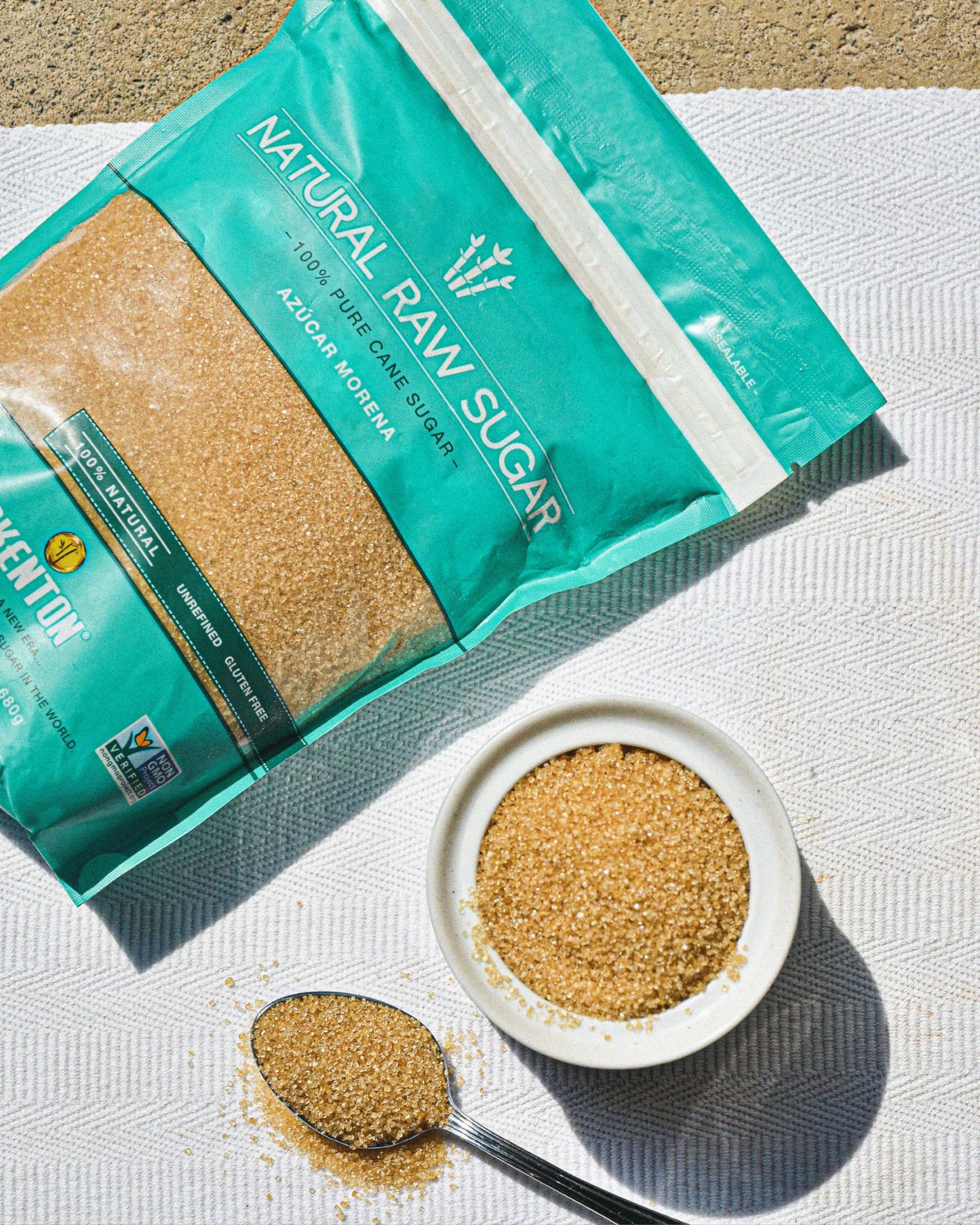 Akenton Natural Raw Cane Sugar, 5 Pound Resealable Bag | 100% Natural, Unprocessed, Unbleached, Unrefined Sugar | Gluten-Free, V