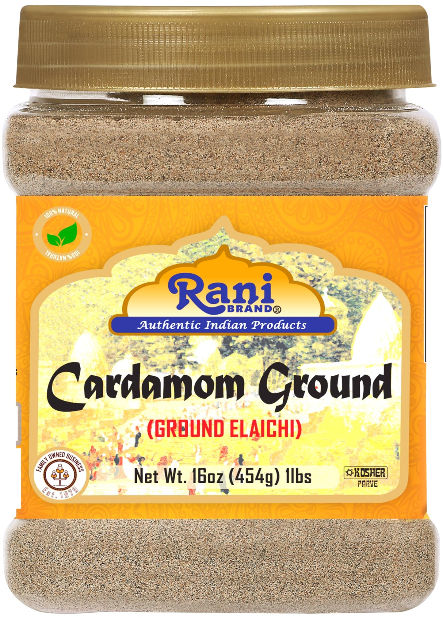 Rani Cardamom (Elachi) Ground, Powder Indian Spice 16oz (1lb) 454g PET Jar ~ All Natural | No Color Added | Gluten Friendly | Ve