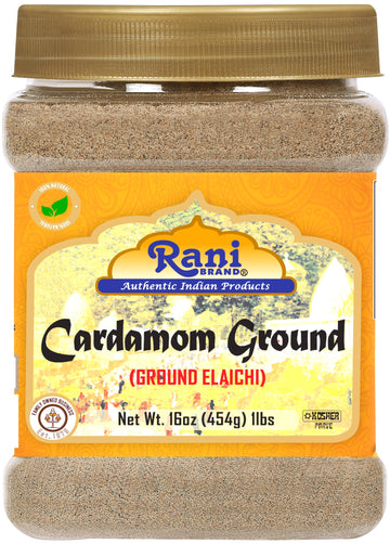 Rani Cardamom (Elachi) Ground, Powder Indian Spice 16oz (1lb) 454g PET Jar ~ All Natural | No Color Added | Gluten Friendly | Ve