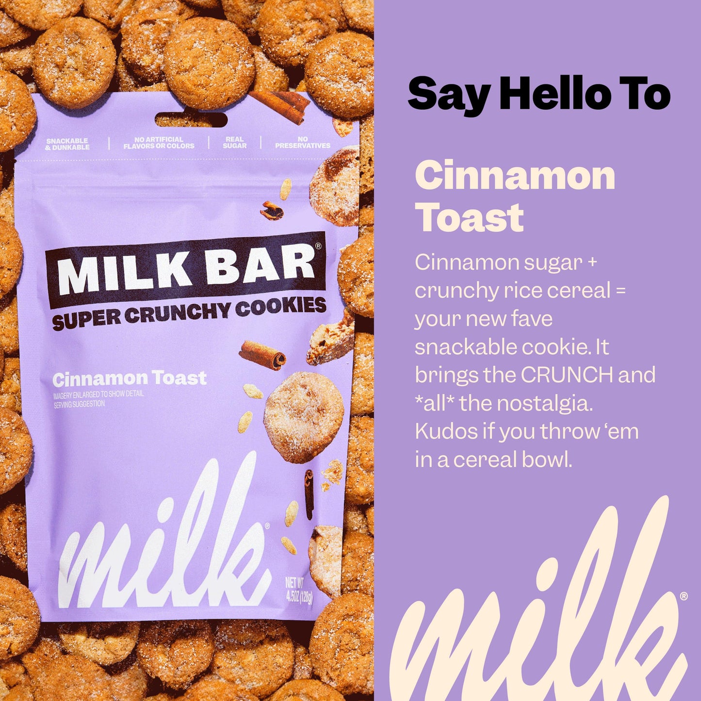 Milk Bar Super Crunchy Cookies - Cinnamon Toast, Pretzel-Y Chocolate Chip, And Brown Butter Chocolate Chip | Crunchy Bite-Sized Cookies With No Artificial Flavors Or Preservatives | Pack Of 3, 4.5Oz Bags