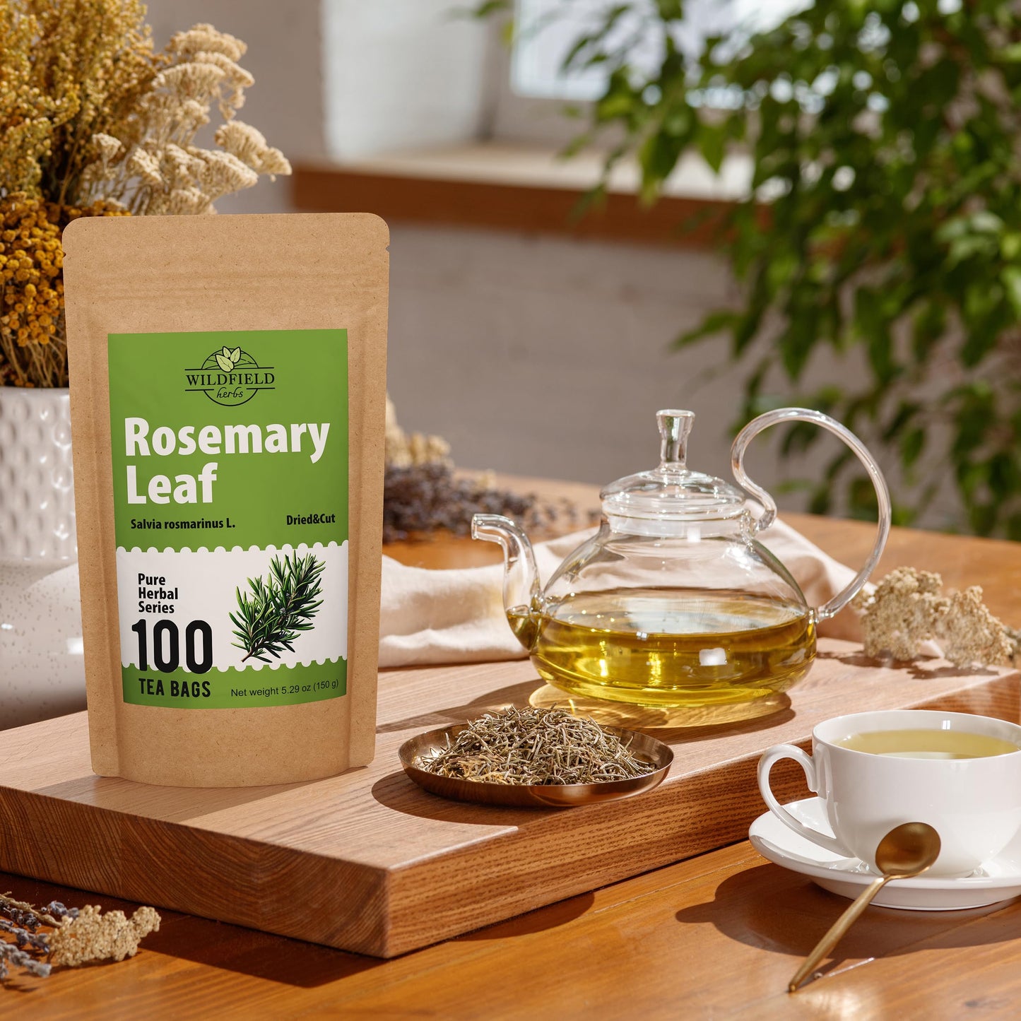 WILDFIELD HERBS Rosemary Tea - Herbal Tea Bags, 100 Count, 1.5g Each
