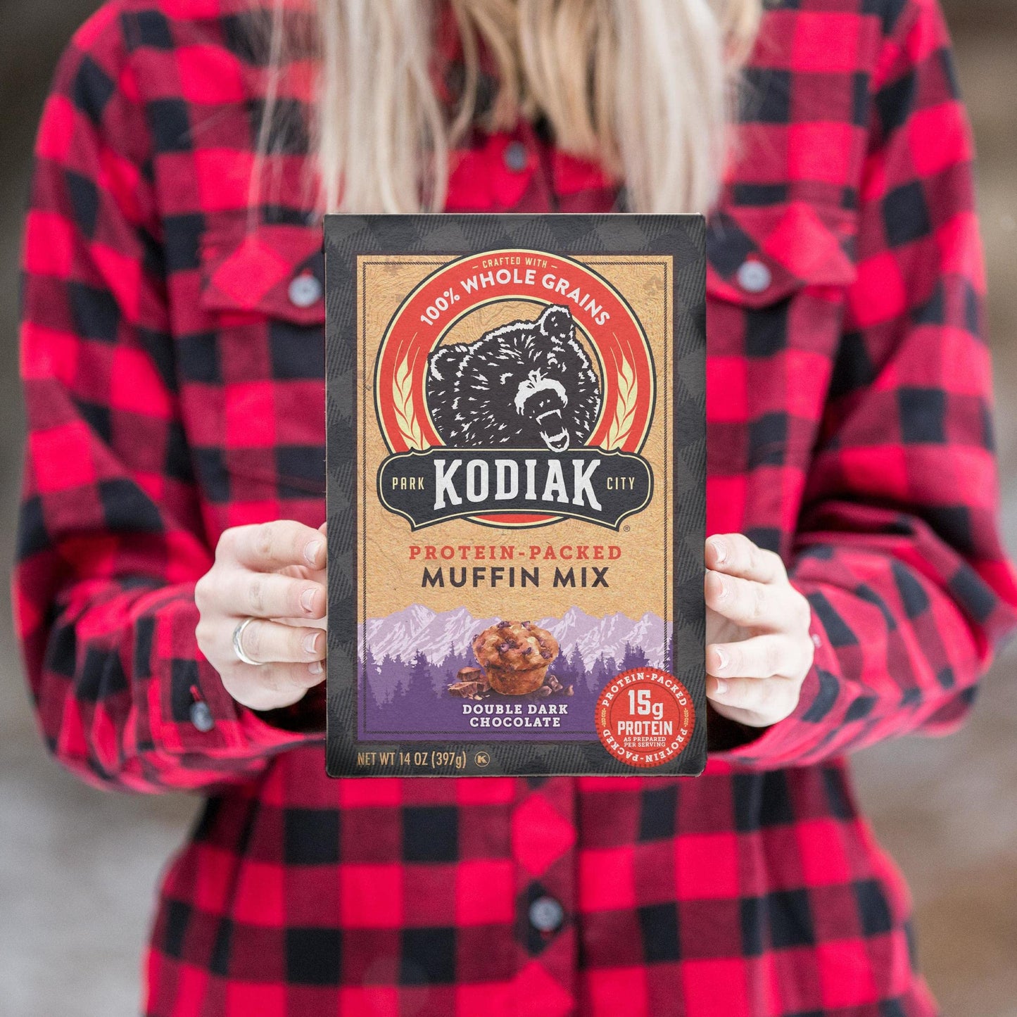 Kodiak Cakes Power Bake, Non Gmo, Protein Packed Muffin Mix, Double Dark Chocolate, 14 Ounce - No Preservatives
