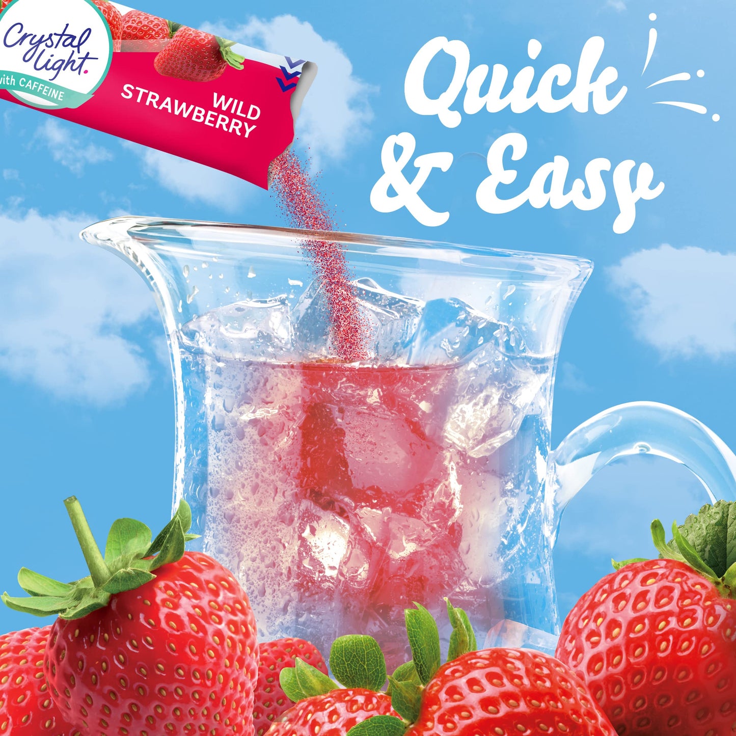 Crystal Light Sugar-Free Energy Drink Mix, Wild Strawberry, 2.53 oz (Pack of 1), 6 Count Pitcher Packets