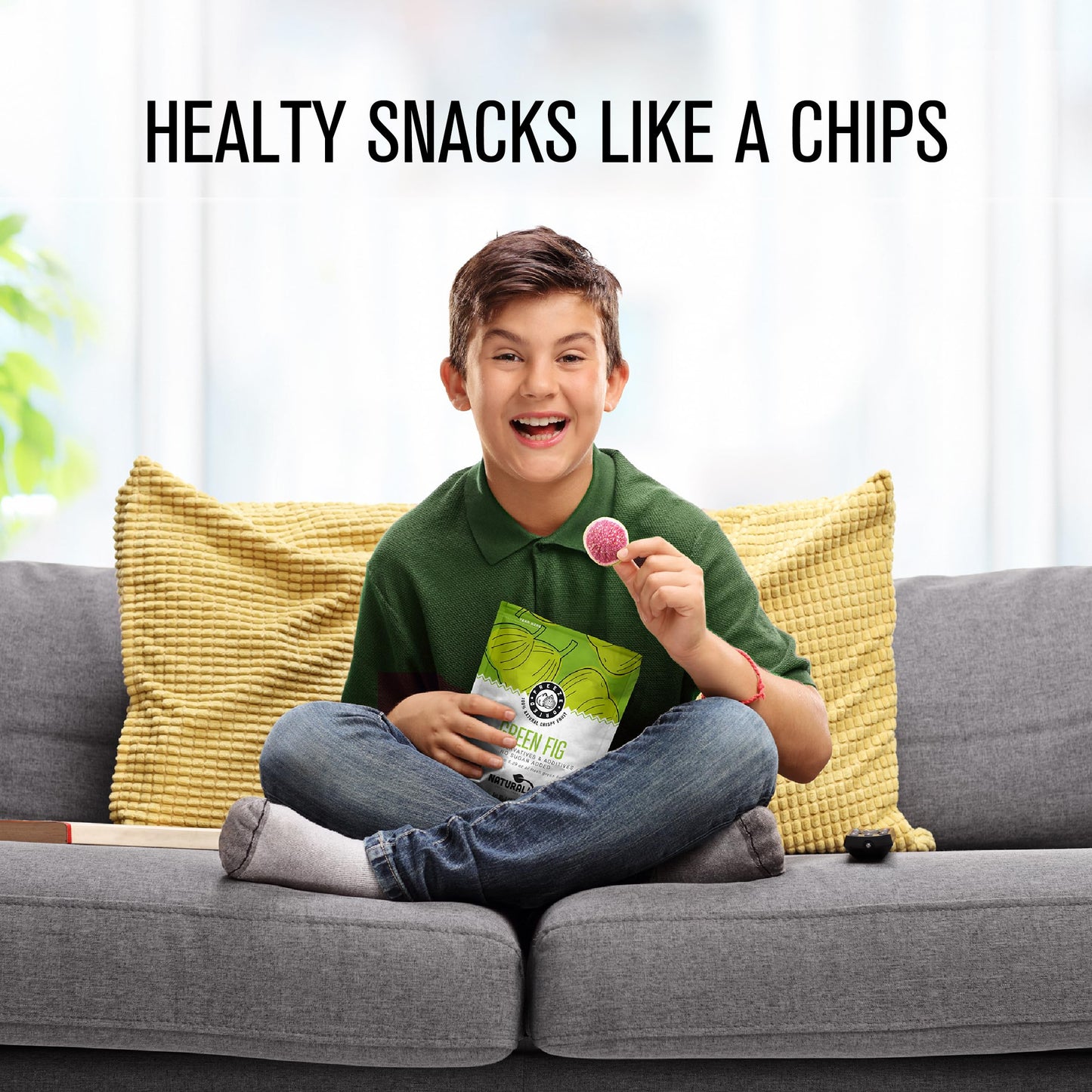 Naturallys Freeze-Dried Fruit, All Natural Crispy Fruit Snacks, No Sugar Added, Green Fig