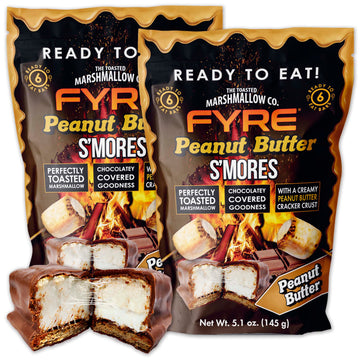 Ready to Eat FYRE Peanut Butter S'Mores with Pre-Burnt Toasted Marshmallow - 2 6-Packs - 12 Smores