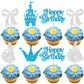 Gyufise 24Pcs Frozen Princess Cupcake Toppers Glitter Castle Bowknot Happy Birthday Cake Topper Decorations for Princess Happy B