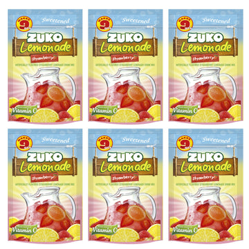 Zuko Strawberry Lemonade Instant Powder Drink | Family Pack | No Sugar Needed | Vitamin C | 14.1 Ounce (Pack of 6)
