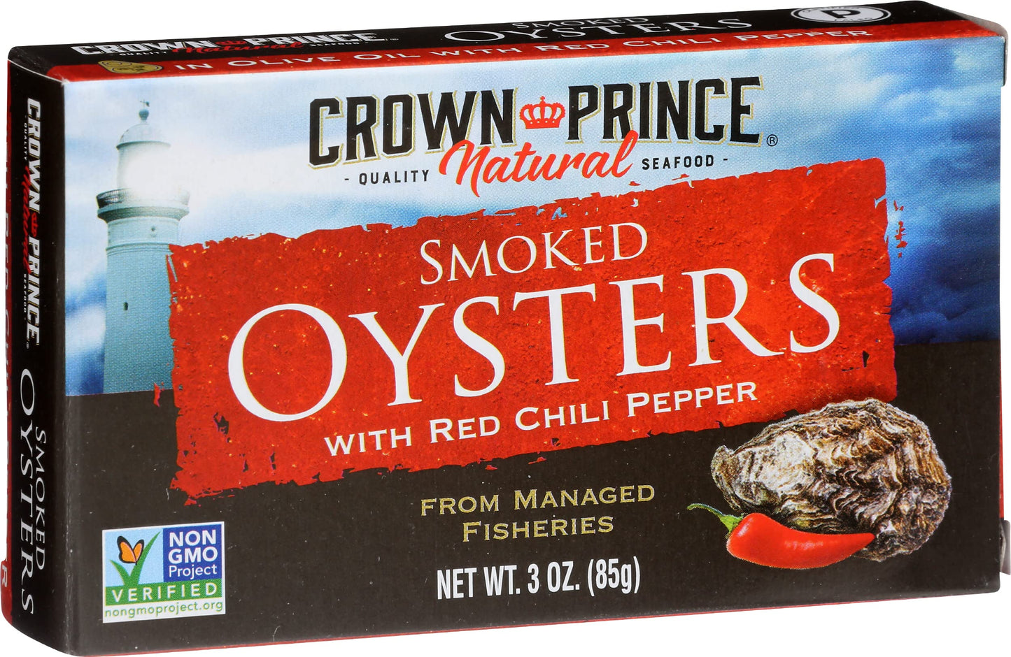 Crown Prince Smoked Oysters with Red Chilli Pepper, 3 oz, Pack of 1