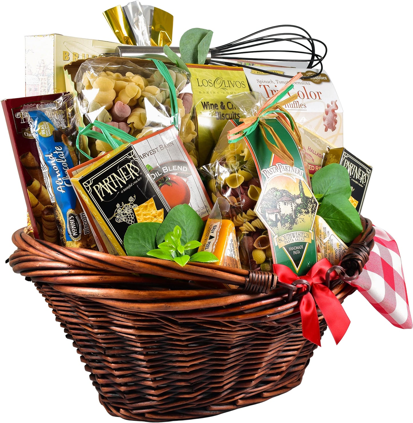 Gift Basket Village - Viva Italiano Gift Basket - Premium Italian Food Baskets Gifts With Assorted Pastas, Pasta Sauce, Crackers, Rolled Wafers, Seasonings & Cheese Straws - Italian Gift Basket