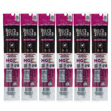 Nicks Sticks Clean & Balanced Spicy Free Range Turkey Snack Sticks | Made in the USA | Gluten Free | Paleo, Keto, Whole30 Appro