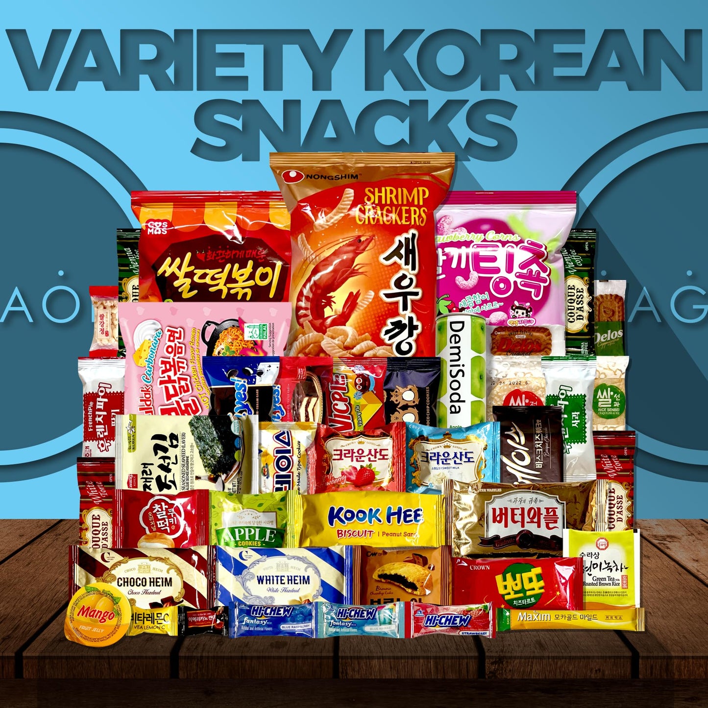 Dagaon Korean Snack Box 42 Count – Variety of Chips, Biscuits, Cookies, Pies, and Candies – Perfect Treats for Any Occasion