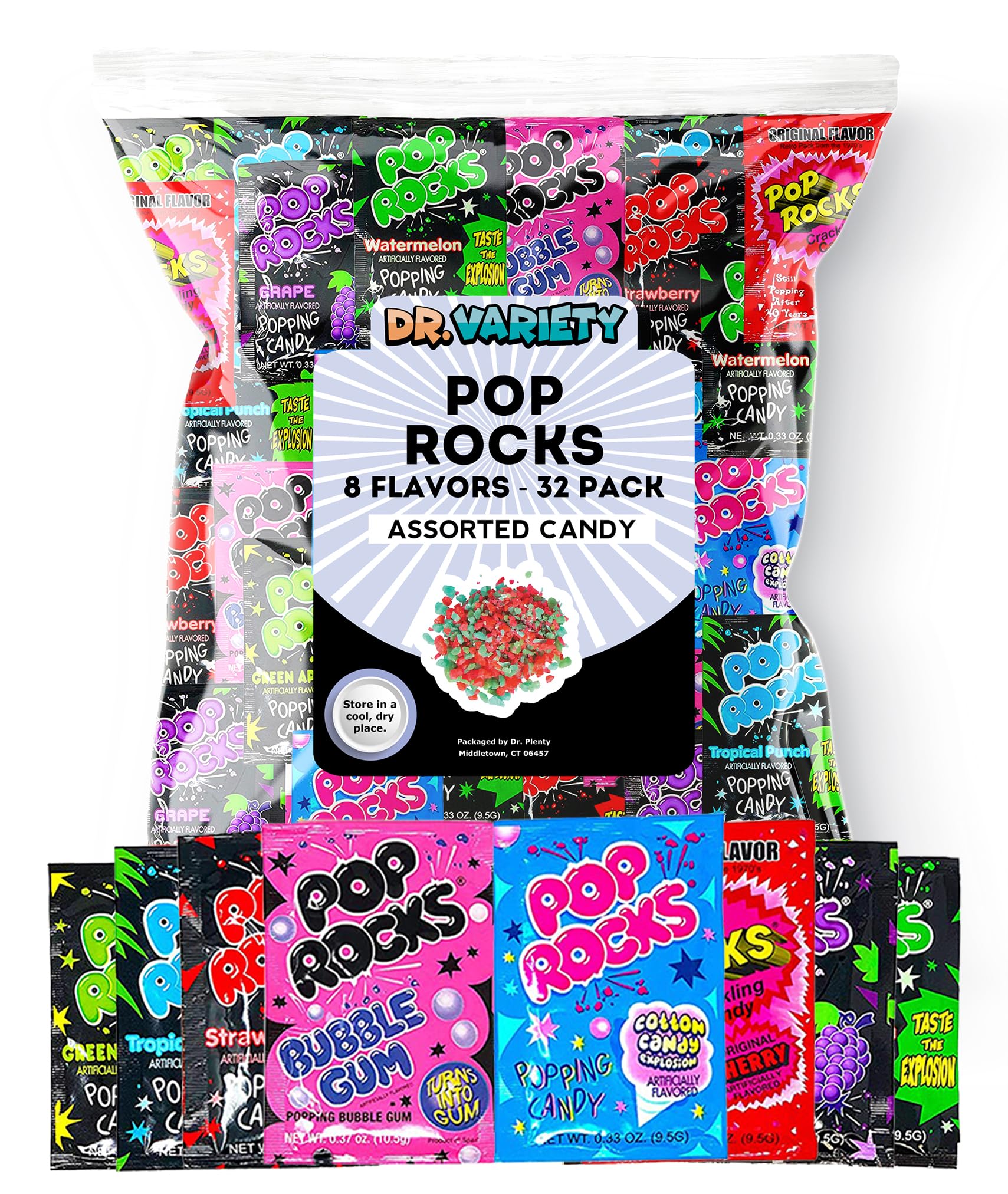 Pop Rocks Candy Variety Mix - 32 Pack Of 8 Flavors - Retro  Ling Rock Candy - Bulk Pack Includes Tropical Punch, Bubble Gum, Cherry, And Much More
