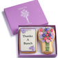Gourmet Floral Thank You Cookie Gift Basket | 2 Large 2.5 X 4.5 In Vanilla Sugar Cookies Hand-Decorated Snack Variety Pack | Kos