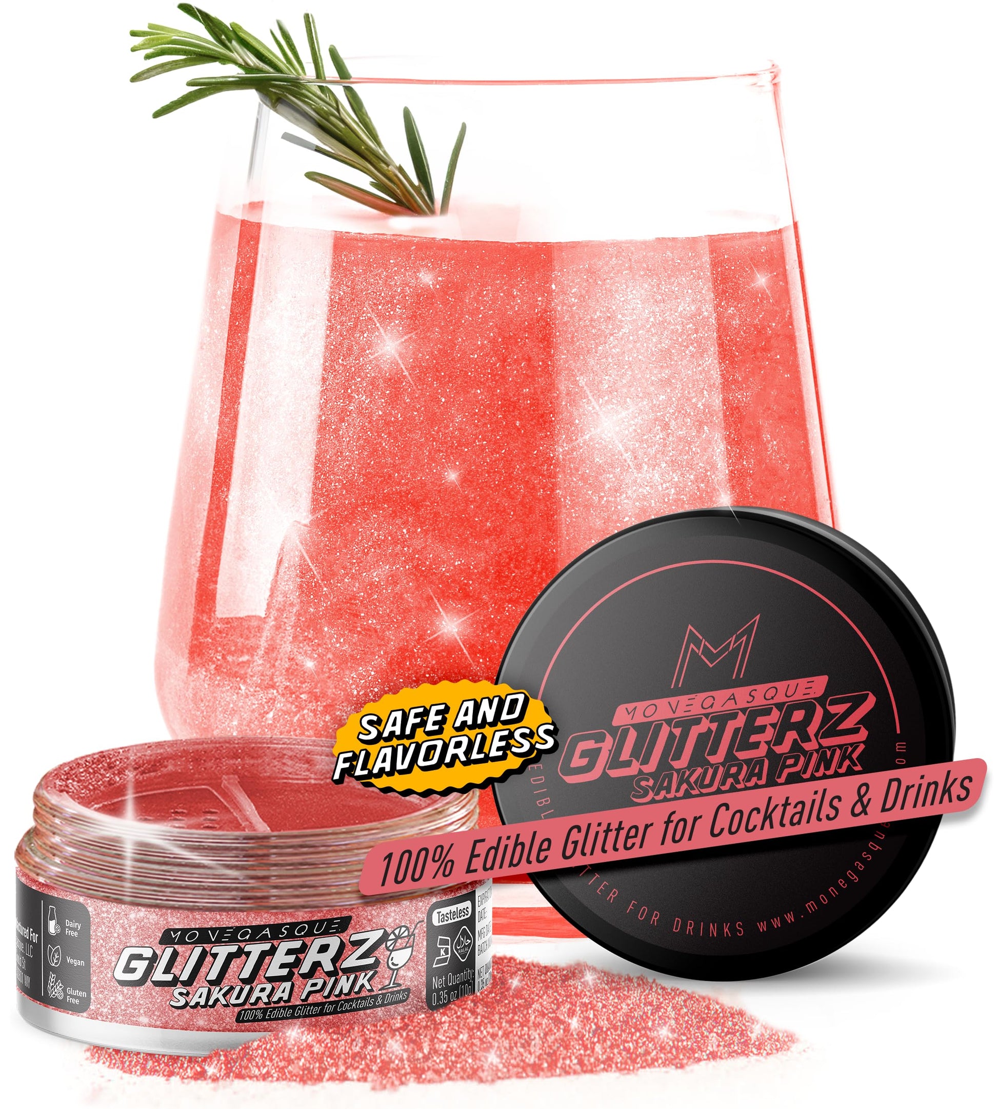 MONÉGASQUE Edible Glitter for Drinks 10g - Sakura Pink Cocktail Glitter