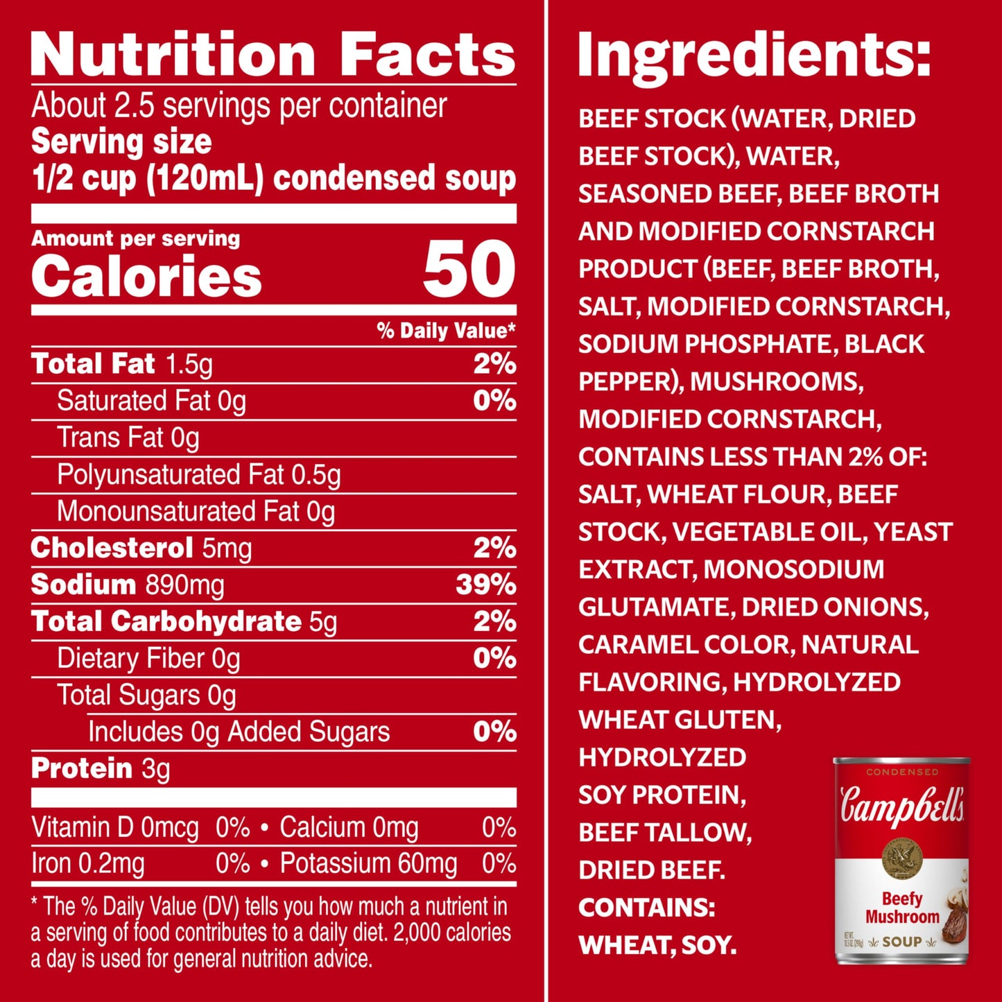 Campbell'S Condensed Beefy Mushroom Soup, 10.5 Oz Can (12 Pack)
